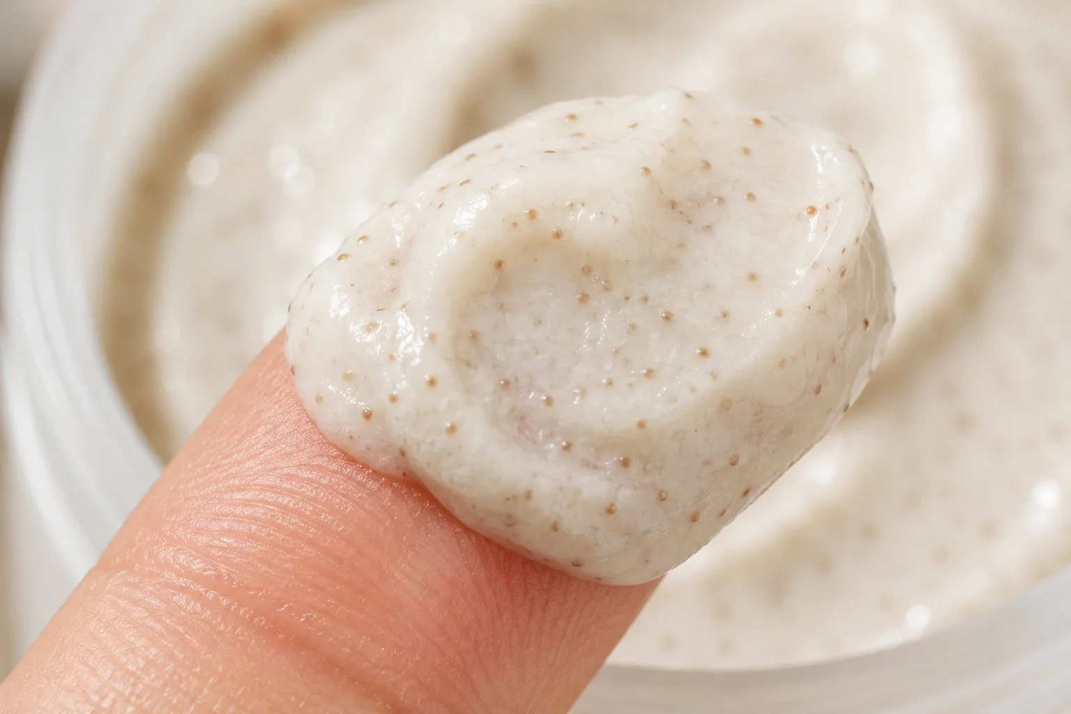 Close up texture of a creamy exfoliating face scrub