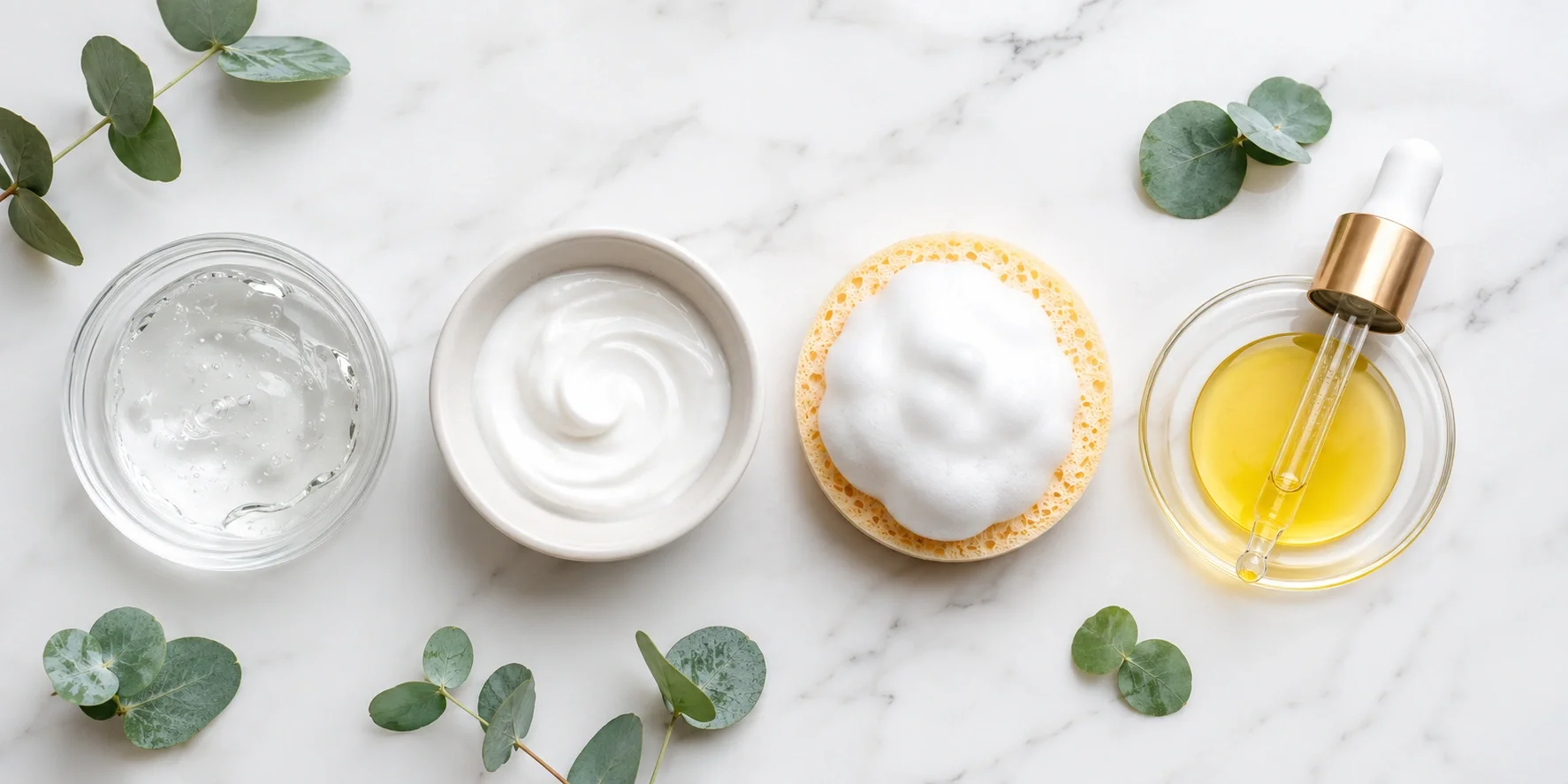 Comparison of gel, cream, foam, and oil face wash textures