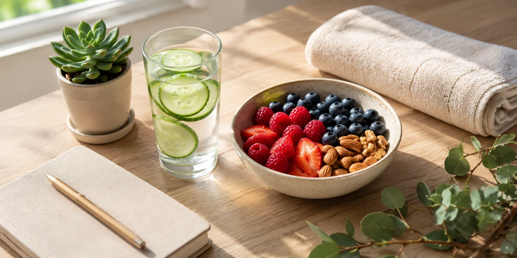 Healthy eating and wellness concept for clear skin